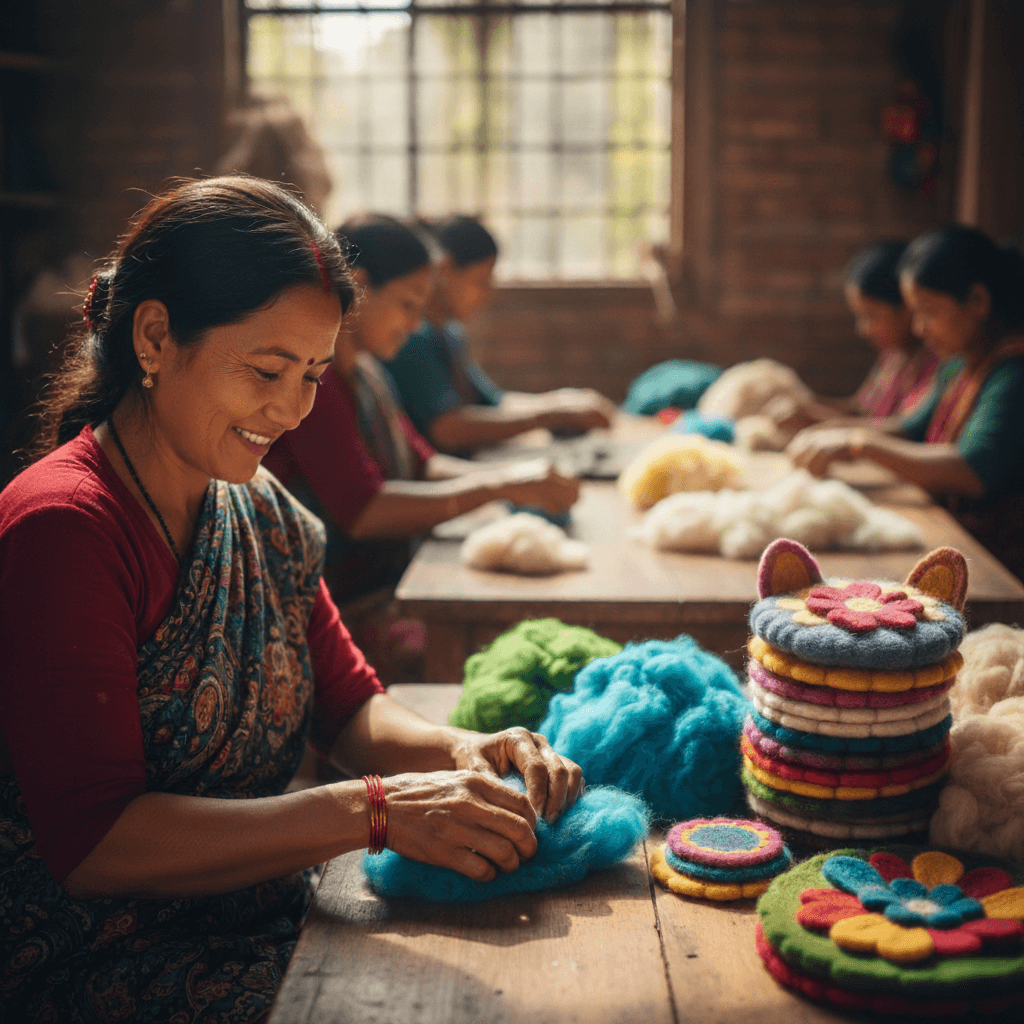 Artisan crafting felt products
