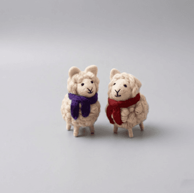 Felt Sheep with Winter Scarf