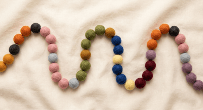 Handmade Rainbow Wool Felt Ball Garland